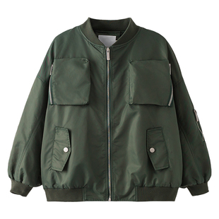 男童夹棉加厚外套春秋2025新款中大童帅气飞行员棒球服秋冬季棉服