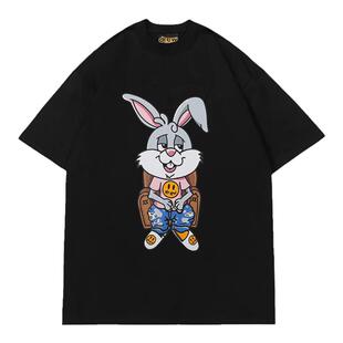 Drew卡通兔子短袖T恤男潮牌高街贾斯汀比伯宽松情侣夏季纯棉上衣