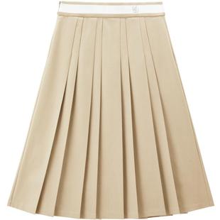 【商场同款】乐町螺纹腰百褶长裙25春新款学院风半身裙C2GFF1102*