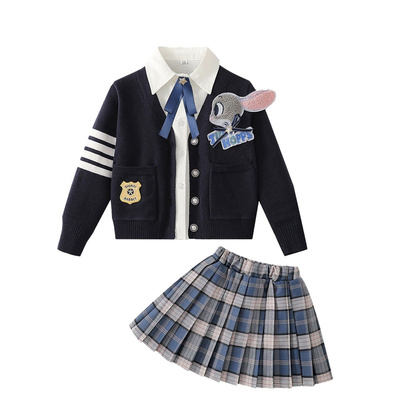 女童兔子警官毛衣JK制服套装