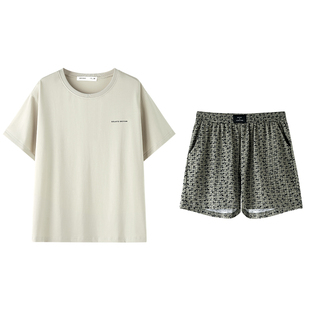 贝妍纯棉睡衣女款夏季短袖凉爽棉套装休闲可外穿女宽松大码家居服