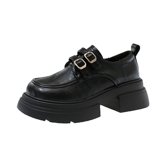 厚底小皮鞋女秋冬加绒2025年新款加棉乐福鞋通勤工作鞋增高jk棉鞋