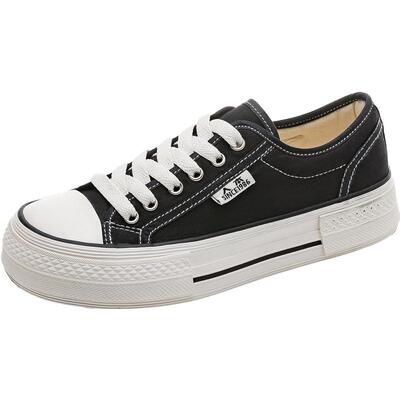 人本厚底帆布鞋女春秋板鞋透气