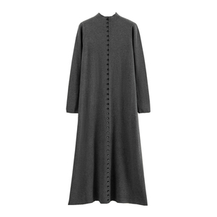 羊毛半高领长袖针织连衣裙女2025秋冬新款宽松大码显瘦外穿内搭裙