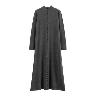 半高领羊毛长袖针织连衣裙女秋冬