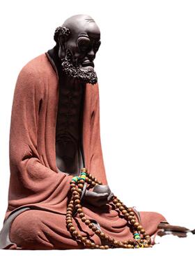 聚顺缘禅意紫砂达摩家居摆件