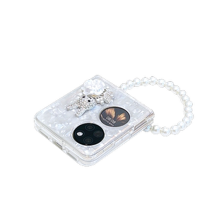 贝母适用华为pocket2手机壳折叠屏可爱兔子挂绳链条p50宝盒防摔奢华水钻手提珍珠p50pockets半透明软壳女新款