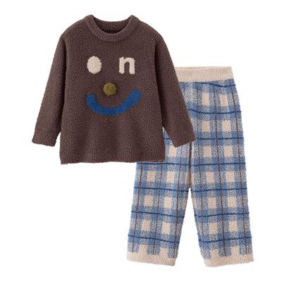 小黑托昵珊瑚绒印花睡衣姐弟装