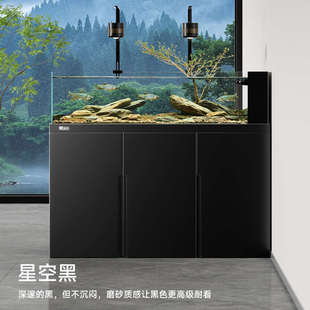 yee2024新款 原生态野采鱼缸客厅溪流缸方缸金晶超白底滤南美缸