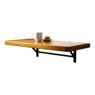 墙上一字可折叠实木书桌学生家用学习桌免打孔壁挂稳固陈列置物架