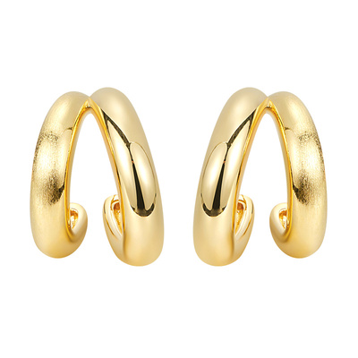 AIR-HORIZON哑光拉丝双层c形耳钉