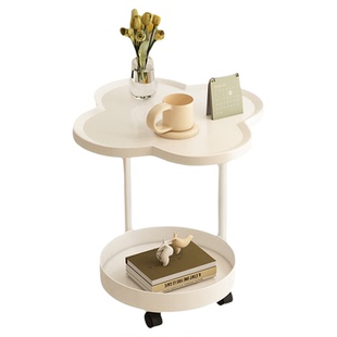 奶油风沙发边几家用移动床头柜置物架卧室阳台迷你桌子小户型茶几