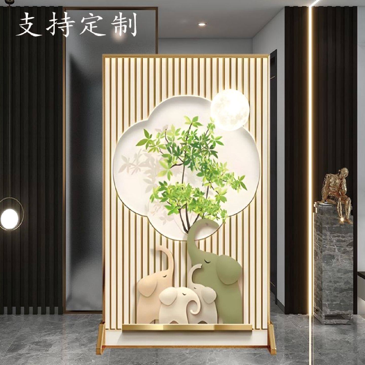 现代铝合金办公室入户门屏风隔断客厅遮挡玄关办公室简座屏旺财