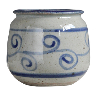 新品多肉花盆粗陶透气复古陶瓷控养型小老桩桃蛋手绘青花瓷拇指盆