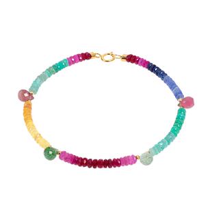 若华珠宝童话=满天星彩色蓝宝石手链女18K金彩宝手串碧玺手饰礼物