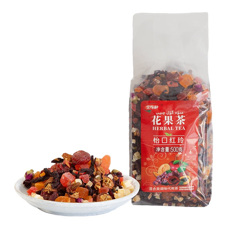 一斤金禧轩怡口红玲水果茶樱桃味花果茶 500克袋装果粒茶7个口味