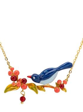 小众甜美樱桃比翼鸟锁骨链