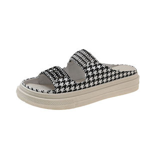 网红帆布拖鞋女夏外穿2026新款厚底休闲懒人半拖鞋凉鞋超火凉拖女