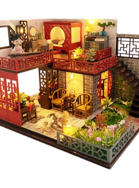 国潮木制玩具立体拼图建筑模型