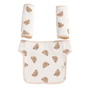 蓓茵可婴儿二狗背带口水巾双肩腰凳通用磨牙毛巾胸前纯棉纱布围兜