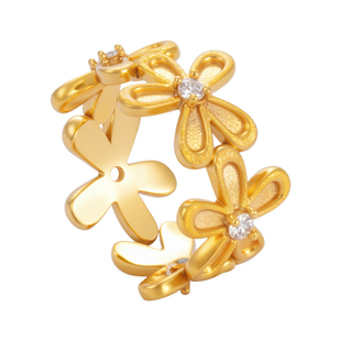 一路繁花戒指纯银女士女款蕾丝镶钻小众设计食指戒指女高级感开口