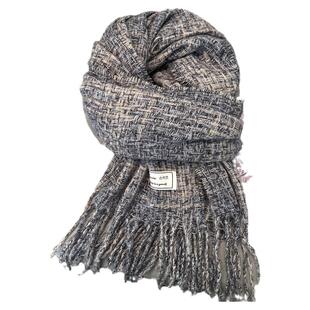 灰色格子围巾女款2024新款冬季高级感仿羊绒围脖韩系氛围感情侣男