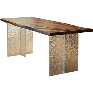 北美黑胡桃木茶桌原木大板桌子实木餐桌会所大班台书案书桌办公桌