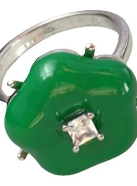 日韩ins珐琅釉时尚简约气质戒指