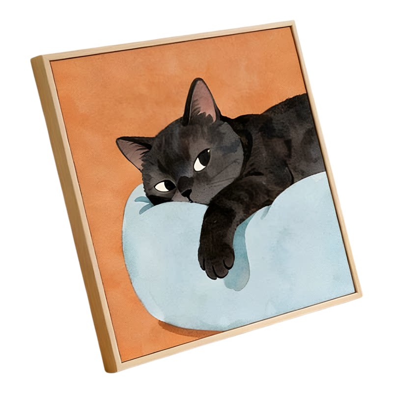 奶油风可爱猫咪客厅装饰画挂画