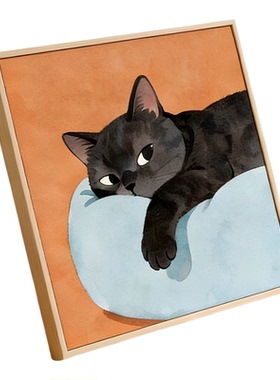 奶油风可爱猫咪客厅装饰画挂画