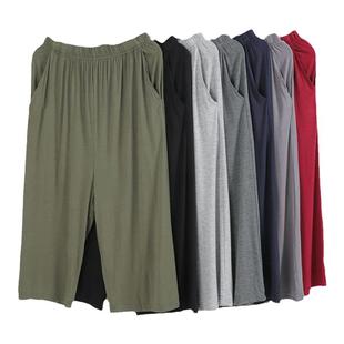 中老年夏季薄款七分裤休闲宽松大码半裤五分裤外穿睡裤加肥莫代尔