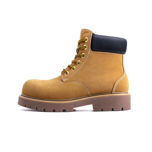 MRA米奇圆头大黄靴男鞋2025新款冬季马丁靴厚底增高复古工装靴子