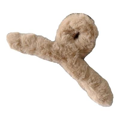 毛绒抓夹女2023新款秋冬毛毛发夹后脑勺盘发鲨鱼夹大号头饰13cm