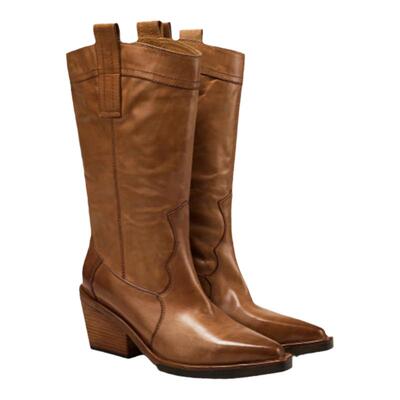 艾芙伊迪粗跟尖头中筒靴