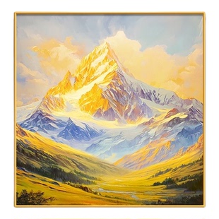 金山画靠山图客厅装饰画现代简约入户门玄关挂画高级感方形卧室画