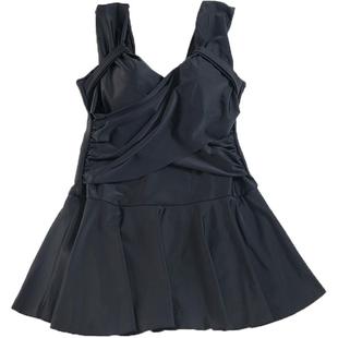 heatwave热浪新款带钢托聚拢遮肚保守小黑裙专业连体泳衣女82516