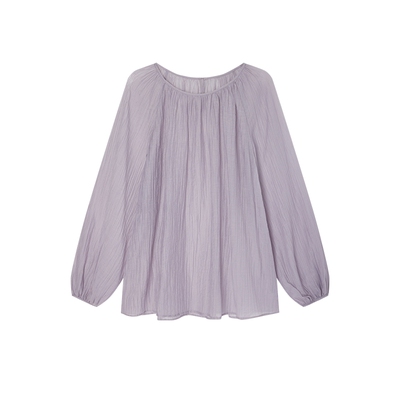 TKYSHOP香芋紫宽松通勤天丝衬衫