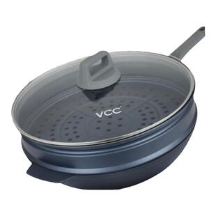 韩国VCC家用气垫不粘锅炒锅厚少油烟电磁炉通用平底炒菜锅带蒸笼