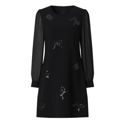 海青蓝连衣裙秋冬裙子