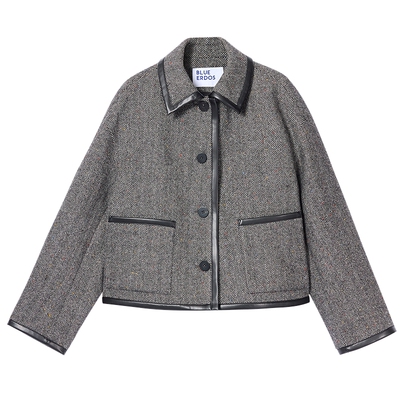 BLUE ERDOS 春季新品简约翻领智性通勤拼接短外套女B256J0003