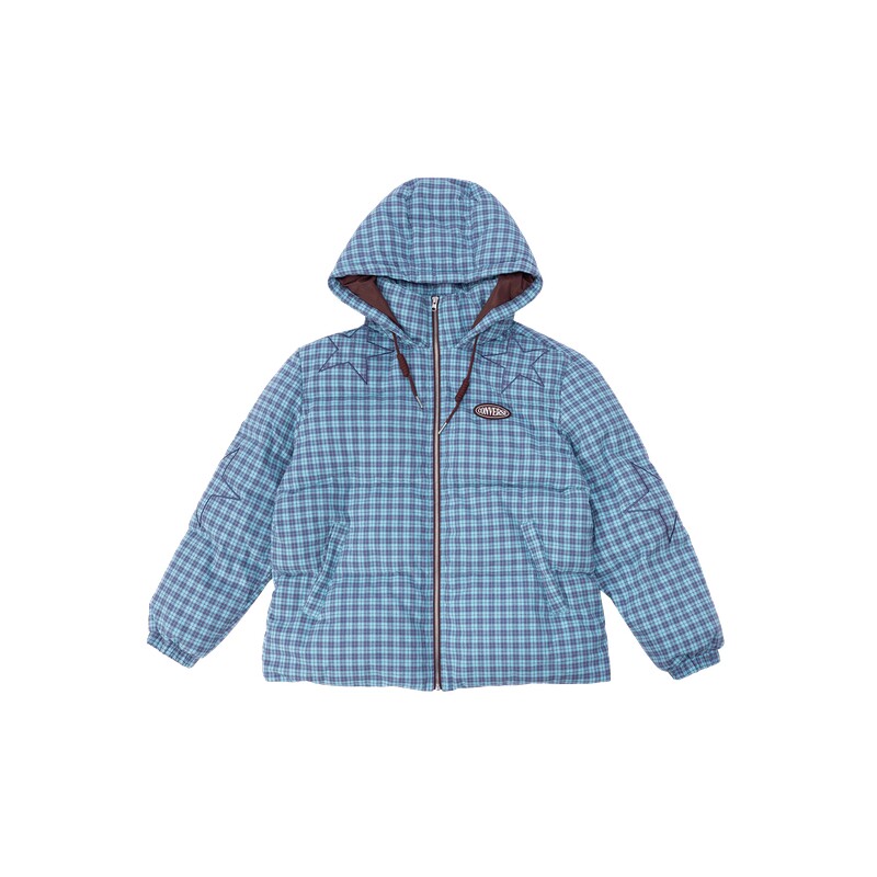 CONVERSE匡威官方 冬季新品时尚格纹星星连帽保暖女羽绒服WCK376