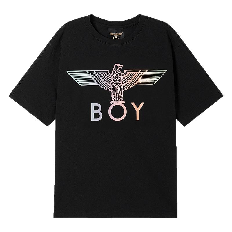 BOYLONDON春夏情侣款凉感炫彩翅膀印花潮牌短袖T恤N01912