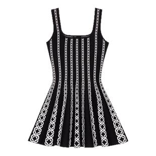 Maje商场同款经典款秋冬女装法式气质撞色条纹短款吊带针织连衣裙