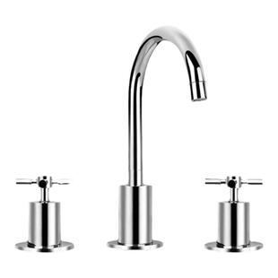 过UPC 出口美国加拿大 NP嘴 十字双把双开手轮 三孔台下盆水龙头