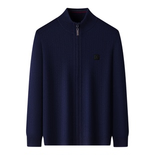 【500G纯绵羊毛】梦特娇男士拉链针织开衫秋冬季通勤风立领外套Z