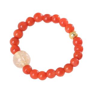 灵机麦玲玲紫水晶黄水晶金发晶弹力戒指新款高级招桃花精致水晶