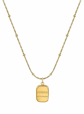 2025年新款不掉色字母方牌吊坠钛钢项链锁骨链欧美ins冷淡风百搭