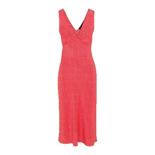 【现货】About Reformation真丝低胸深V领连衣裙无袖修身斜裁鱼尾