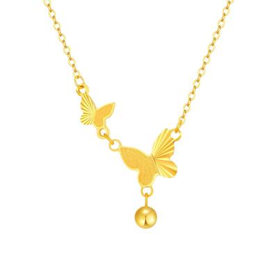 周大生18k金流苏蝴蝶结锁骨链