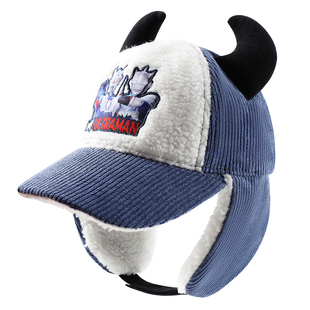 奥特曼儿童帽子男童冬季宝宝保暖护耳帽赛罗雷锋帽男孩鸭舌帽加绒